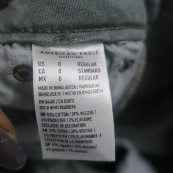 American Eagle Outfitters stretch super hi-rise flare denim jeans in green 0 - Picture 4 of 11